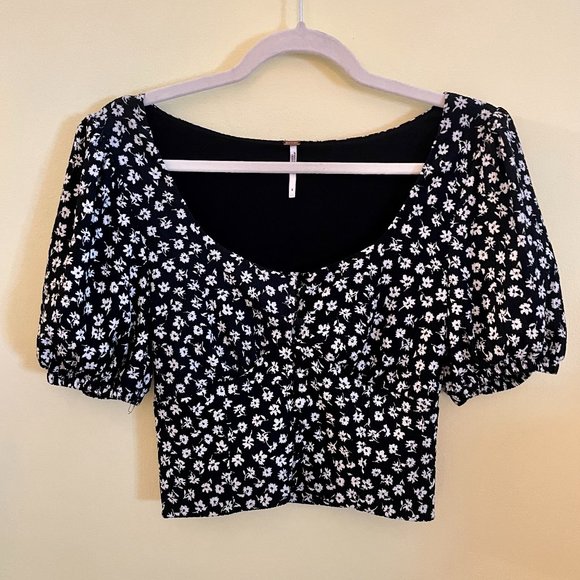 Free People Daisy Chain Top BLACK & WHITE - Picture 3 of 3